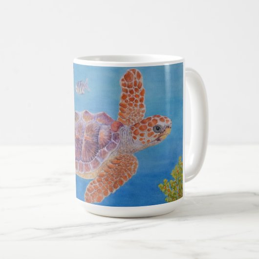 Jonge onechte karetschildpad koffiemok (Voorkant rechts)