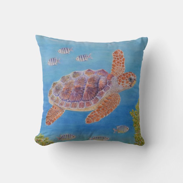 Jonge onechte karetschildpad kussen (Voorkant)