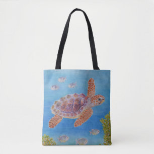 Jonge onechte karetschildpad tote bag