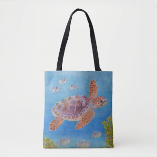 Jonge onechte karetschildpad tote bag