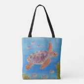 Jonge onechte karetschildpad tote bag (Achterkant)