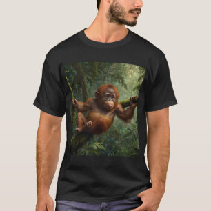 Jonge orang-oetan in een regenwoud t-shirt