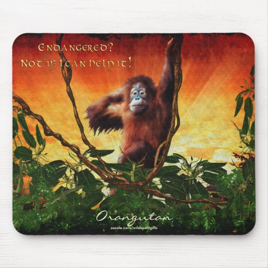 Jonge orang-oetan & Oerwoud Sunrise Art Mousepad Muismat (Voorkant)