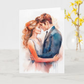 Jonge paar omhelzen voor Valentijnsdag romance Kaart (Gele Bloem)