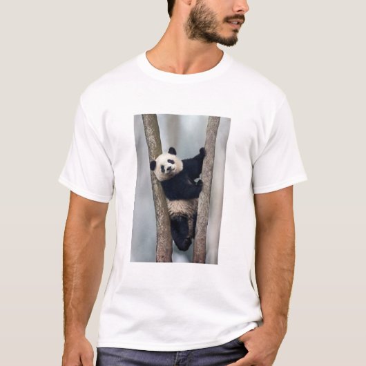 Jonge Panda die een boom beklimt, China T-shirt (Voorkant)