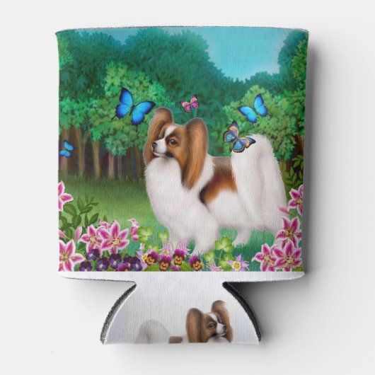 Jonge Papillon Hond met Vlinders Koelbox Blikjeskoeler (Voorkant)