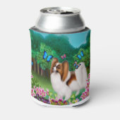 Jonge Papillon Hond met Vlinders Koelbox Blikjeskoeler (Blikje Achterkant)