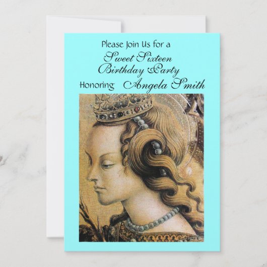 JONGE PRINCESS SWEET 16 PARTIJ Gold Blue Green Kaart (Voorkant)