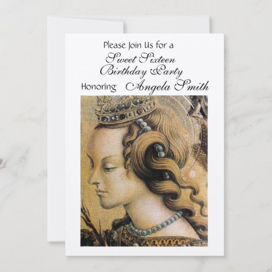 JONGE PRINCESS SWEET 16 PARTIJ Gold Metallic Kaart (Voorkant)