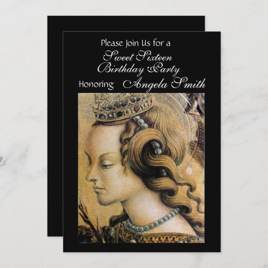 JONGE PRINCESS SWEET 16 PARTIJ zwart Kaart (Voorkant / Achterkant)