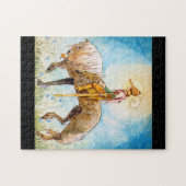 Jonge prins op een paard legpuzzel (Horizontaal)