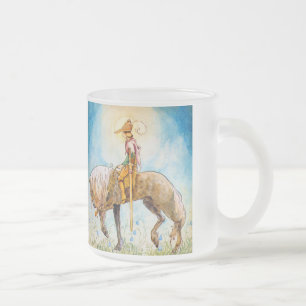 Jonge prins op een paard matglas koffiemok
