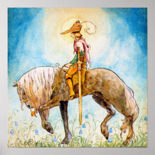 Jonge prins op een paard poster