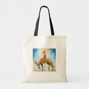 Jonge prins op een paard tote bag