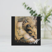 JONGE PRINSES ZOETE 16 FEESTJE Monogram Goud Kaart (Staand voorkant)