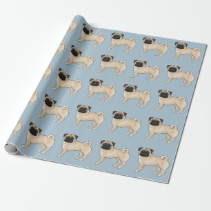 Jonge Pug Cute Cartoon Hond Schoonmaak Design Patr Cadeaupapier
