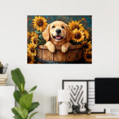 Jonge Retriever in een vat Poster (Thuiskantoor)