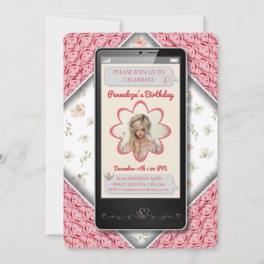 Jonge Roze Bloemen Tekst Bericht Verjaardag Kaart (Voorkant)