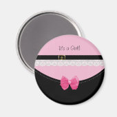 Jonge roze en zwarte Baby schoenen - geboorteaanko Magneet (Voorkant / Achterkant)