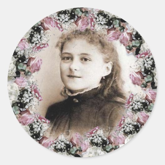 Jonge Saint Therese Rozen Ronde Sticker (Voorkant)