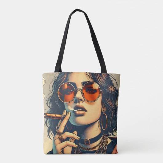 Jonge Sassy Vrouwen Print Tote Bag (Achterkant)