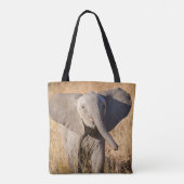 Jonge savanneolifant tote bag (Achterkant)