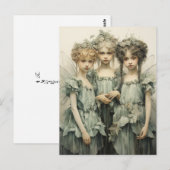 Jonge Schattigee elfjes die groene satijnen jurken Briefkaart (Voorkant / Achterkant)