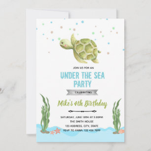 Jonge schildpad in het kader van de zee-uitnodigin kaart