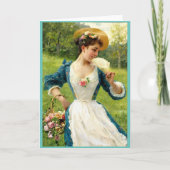 Jonge schoonheid met een mand Rozen Kaart (Voorkant)