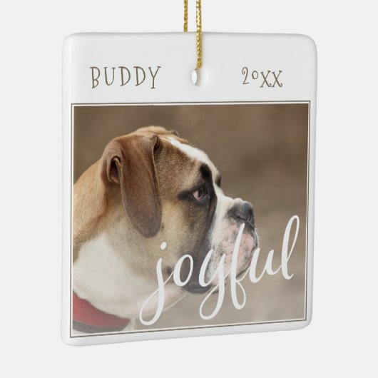 Jonge Script Dog Pet met kerstfoto Keramisch Ornament (Rechts)