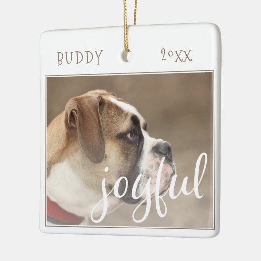 Jonge Script Dog Pet met kerstfoto Keramisch Ornament (Links)