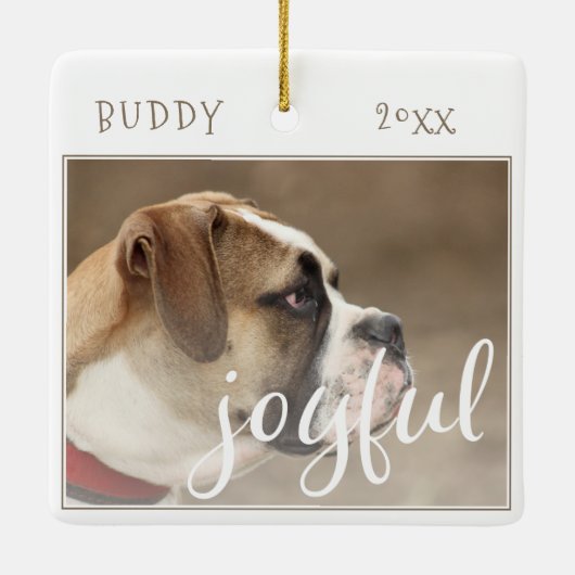 Jonge Script Dog Pet met kerstfoto Keramisch Ornament (Achterkant)