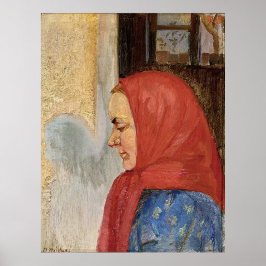 Jonge Skagen vrouw in het rood Poster (Voorkant)