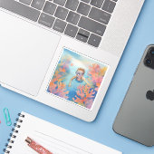 Jonge snorkelaar genietend van het rif sticker (Laptop met iPhone)