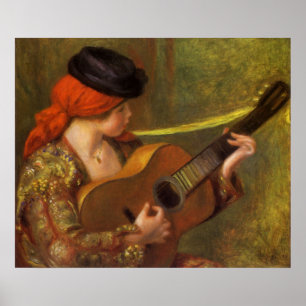 Jonge Spaanse vrouw met een gitaar van Pierre Reno Poster
