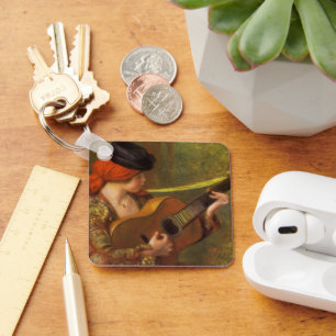 Jonge Spaanse vrouw met een gitaar van Pierre Reno Sleutelhanger