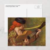 Jonge Spaanse vrouw met gitaar van Pierre Renoir Briefkaart (Voorkant / Achterkant)