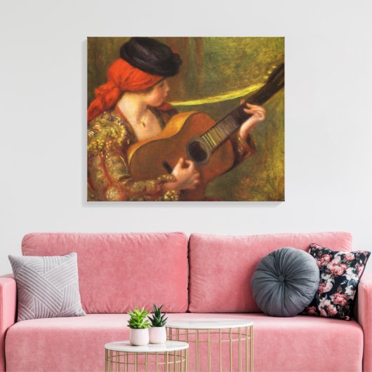 Jonge Spaanse vrouw met gitaar van Pierre Renoir Canvas Afdruk (Insitu (Woonkamer))