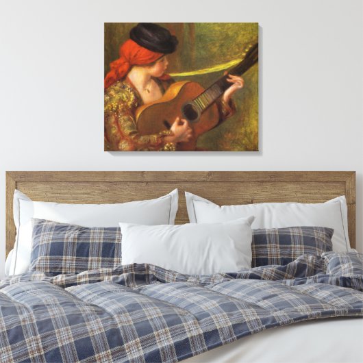 Jonge Spaanse vrouw met gitaar van Pierre Renoir Canvas Afdruk (Insitu (Slaapkamer))