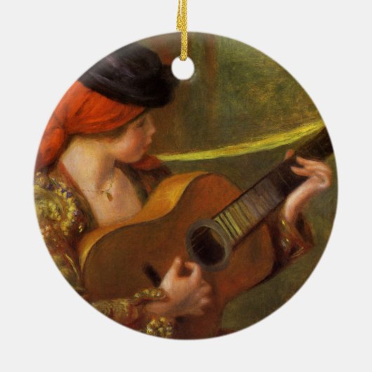 Jonge Spaanse vrouw met gitaar van Pierre Renoir Keramisch Ornament (Achterkant)