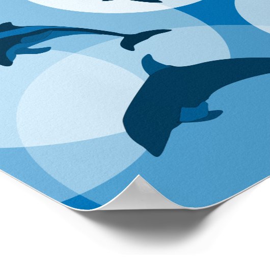 Jonge spelende blauwe golvende dolfijnen poster (Hoek)