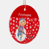 Jonge speler hockey ornament - rode witte sneeuw (Rechts)
