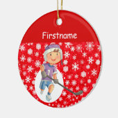 Jonge speler hockey ornament - rode witte sneeuw (Links)