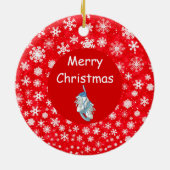 Jonge speler hockey ornament - rode witte sneeuw (Achterkant)