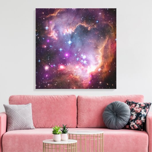 Jonge sterren in de kleine Magelhaense wolk. Canvas Afdruk (Insitu (Woonkamer))