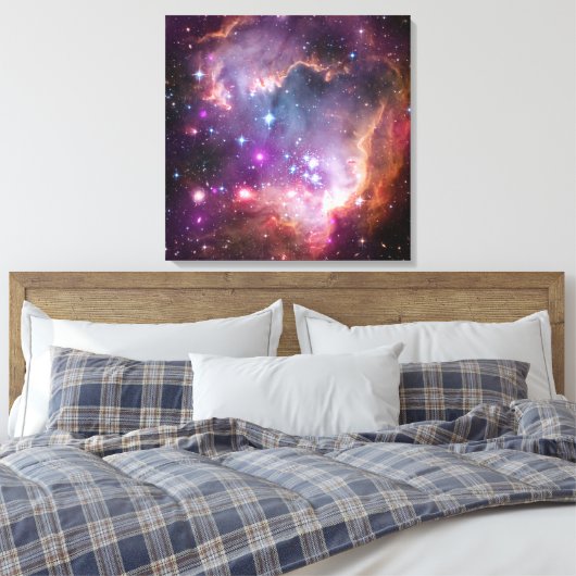 Jonge sterren in de kleine Magelhaense wolk. Canvas Afdruk (Insitu (Slaapkamer))