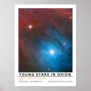 Jonge sterren in Orion-ruimtevaarteducatie Poster