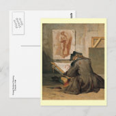 Jonge studententekening, Chardin 1738 Briefkaart (Voorkant / Achterkant)