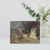 Jonge tijger die met zijn moeder speelt, 1830 (oli briefkaart (Staand voorkant)