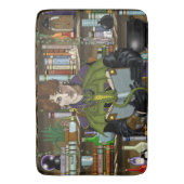 Jonge Tovenaar Fantasy Bibliotheek Boeken Draak Badmat (Voorkant Verticaal)